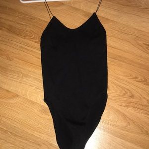Ribbed Black Bodysuit